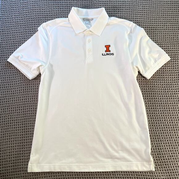 Cutter & Buck Men's Illinois White Short Sleeve Block "I" Polo, size Med - Picture 1 of 6